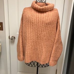 FREE PEOPLE blush pink cowl neck cable knit sweater Med